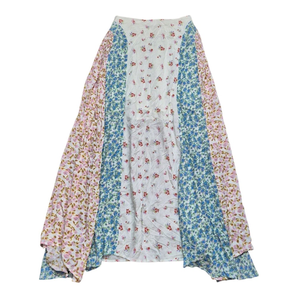 Free People Women's XS Kaia Floral Patchwork Handkerchief Hem Maxi Skirt Boho